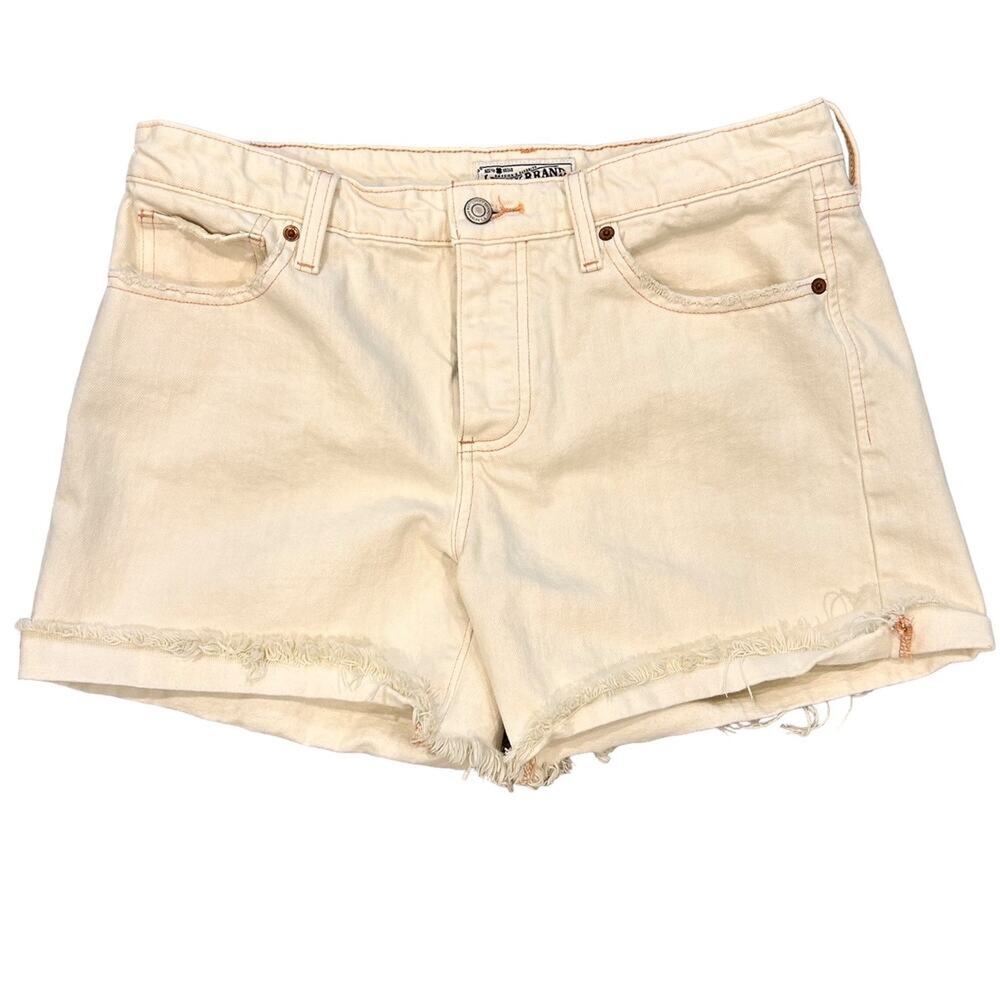 Lucky Brand Off White Boyfriend Buttonfly Denim Shorts Jorts 6/28 (32)
